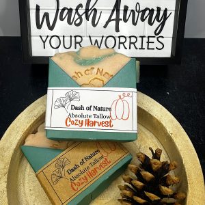 Cozy Harvest, an Autumn themed soap, scented with pumpkin sandalwood with hints of citrus and spices