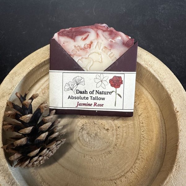 Organic Bar soap made from beef tallow called Jasmine Rose